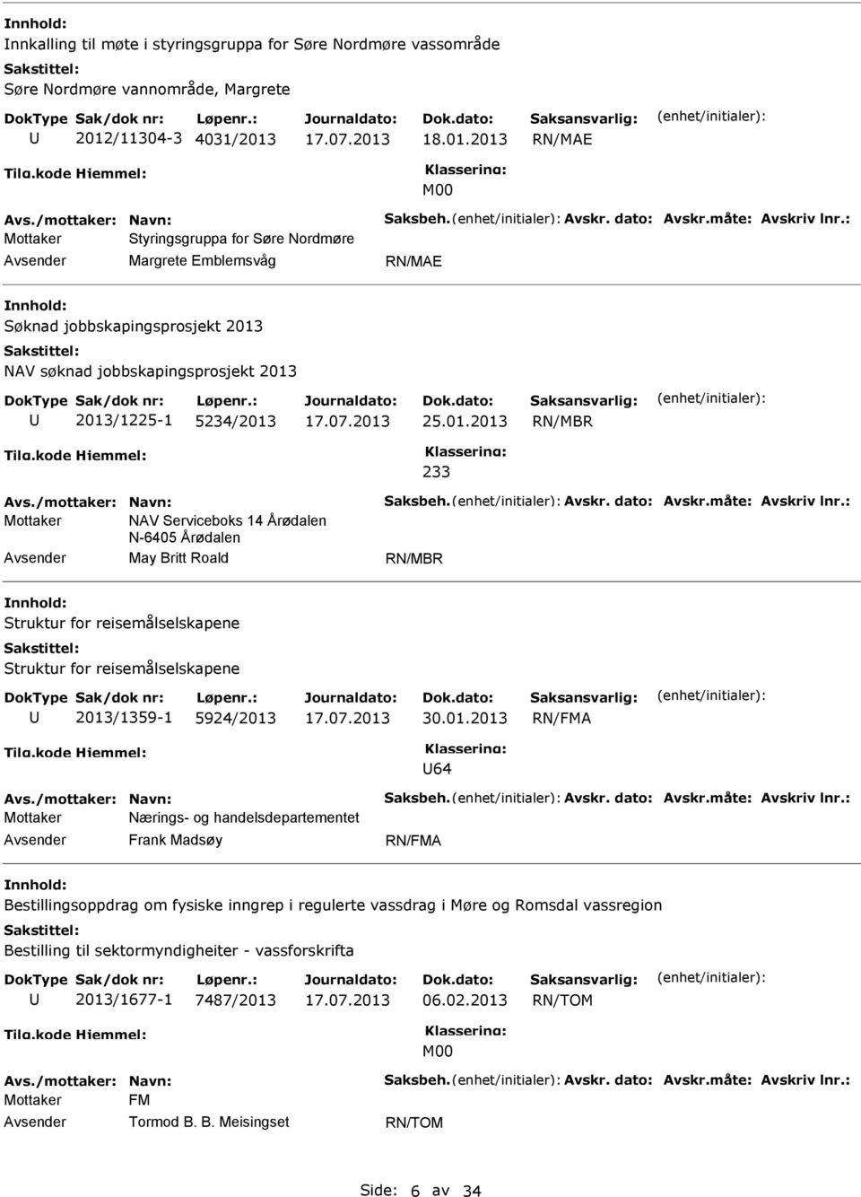 01.2013 RN/MBR 233 Mottaker NAV Serviceboks 14 Årødalen N-6405 Årødalen May Britt Roald RN/MBR Struktur for reisemålselskapene Struktur for reisemålselskapene 2013/1359-1 5924/2013 30.01.2013 RN/FMA