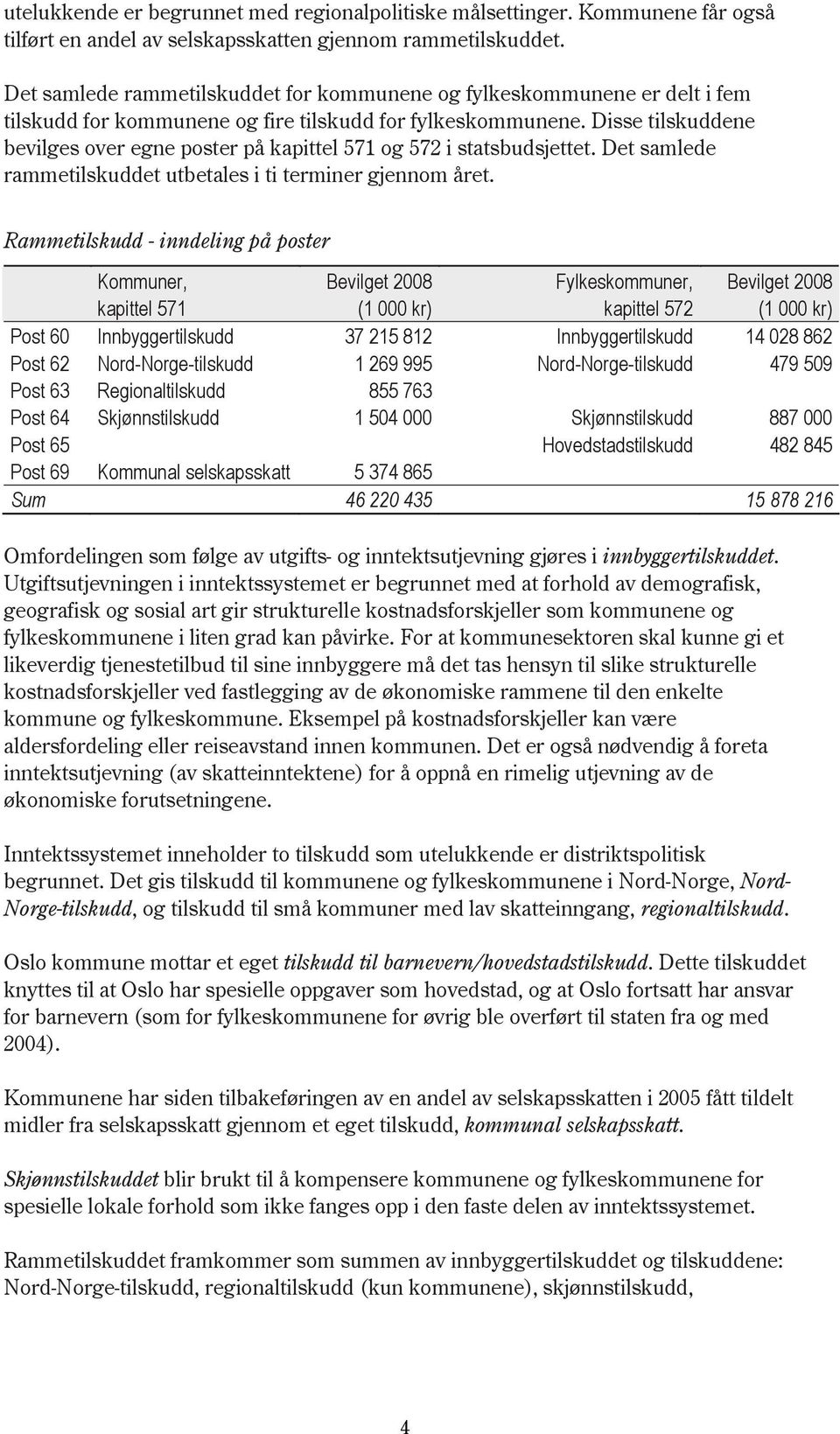 Disse tilskuddene bevilges over egne poster på kapittel 571 og 572 i statsbudsjettet. Det samlede rammetilskuddet utbetales i ti terminer gjennom året.