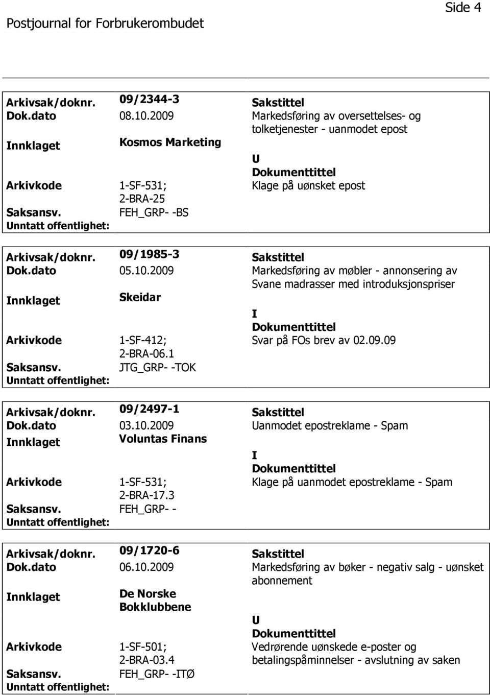 dato 05.10.2009 Markedsføring av møbler - annonsering av Svane madrasser med introduksjonspriser nnklaget Skeidar 1-SF-412; 2-BRA-06.1 Svar på FOs brev av 02.09.09 JTG_GRP- -TOK Arkivsak/doknr.