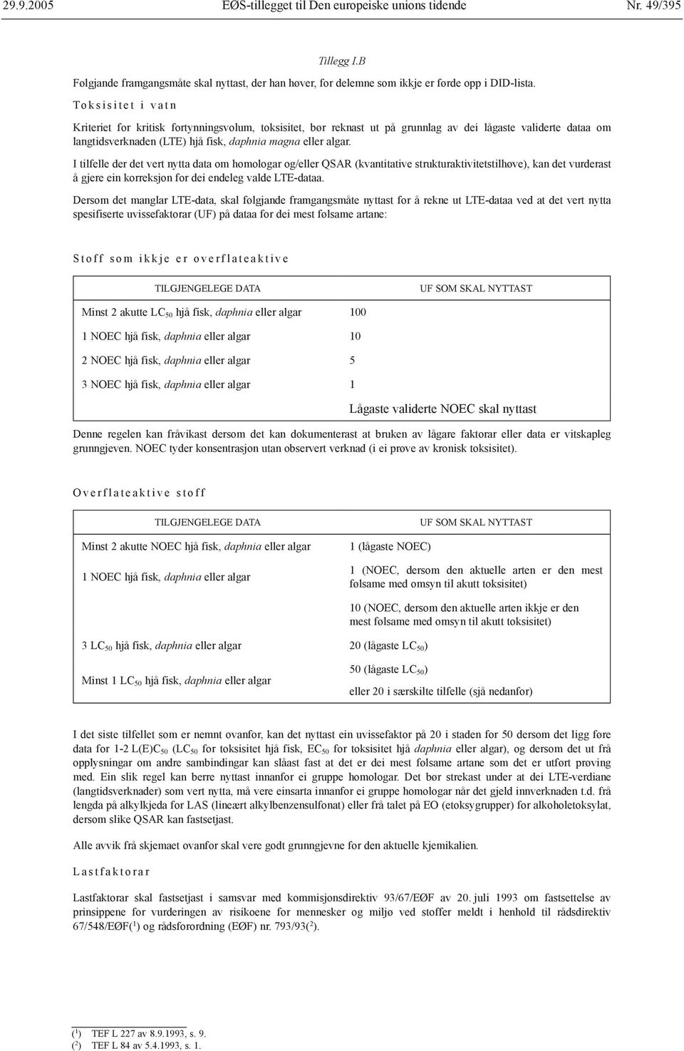 algar. I tilfelle der det vert nytta data om homologar og/eller QSAR (kvantitative strukturaktivitetstilhøve), kan det vurderast å gjere ein korreksjon for dei endeleg valde LTE-dataa.