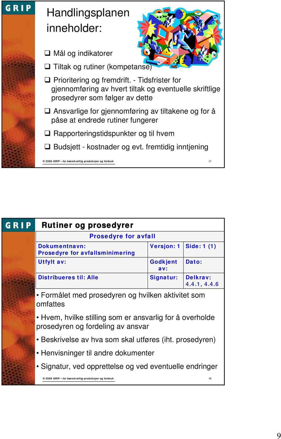 Rapporteringstidspunkter og til hvem Budsjett - kostnader og evt.