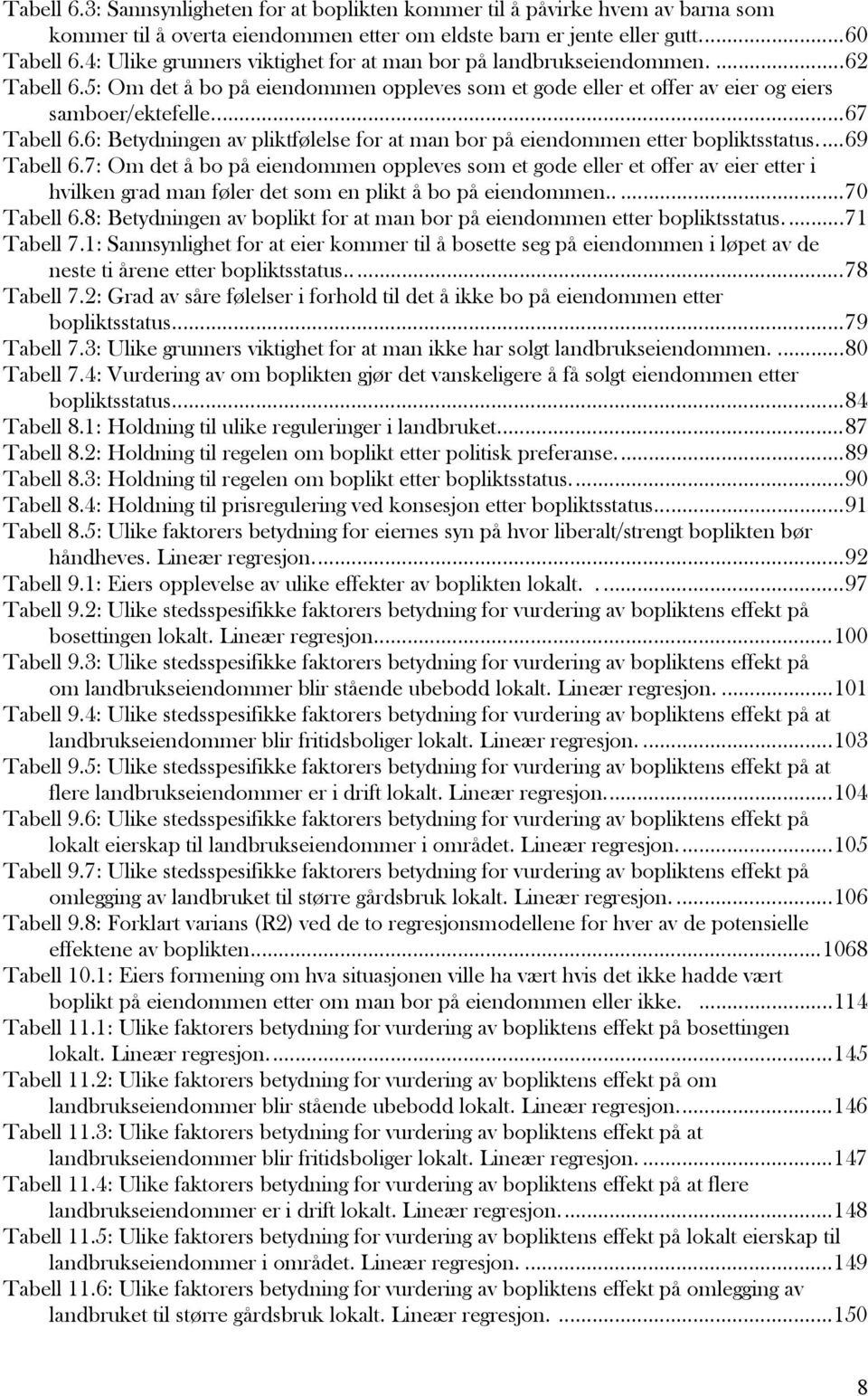 6: Betydningen av pliktfølelse for at man bor på eiendommen etter bopliktsstatus...69 Tabell 6.