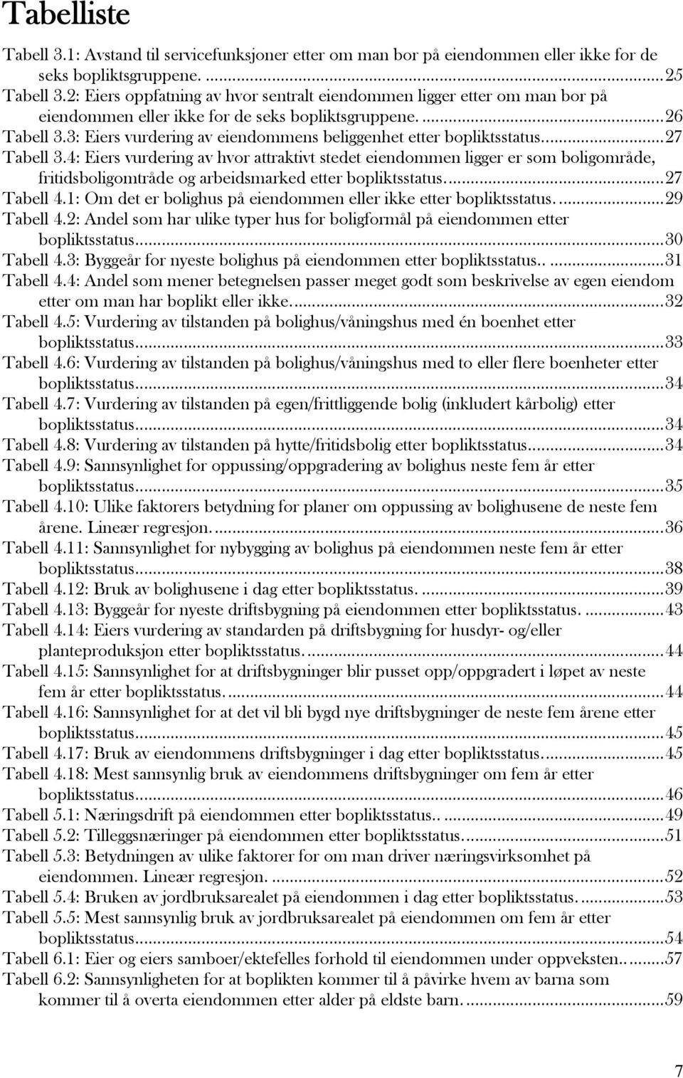 3: Eiers vurdering av eiendommens beliggenhet etter bopliktsstatus...27 Tabell 3.