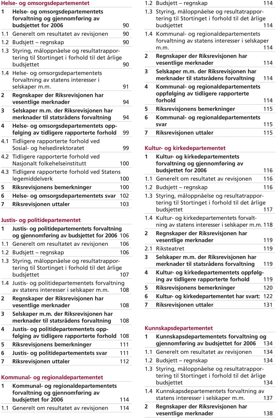 m. der Riksrevisjonen har merknader til statsrådens forvaltning 94 4 Helse- og omsorgsdepartementets oppfølging av tidligere rapporterte forhold 99 4.