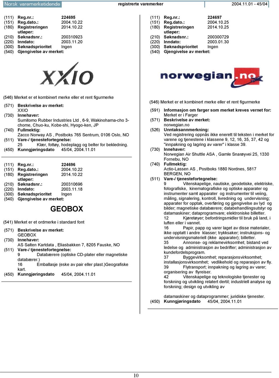 .10.25 (210) Søknadsnr.: 200300729 (220) Inndato: 2003.01.