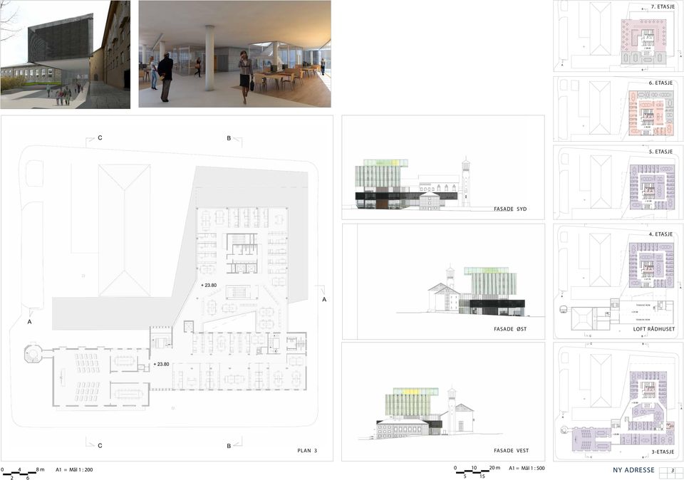 LOFT RÅDHUSET PLAN 3 FASADE VEST 3-ETASJE 0