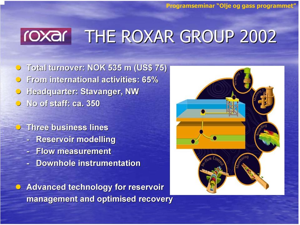 350 Three business lines - Reservoir modelling - Flow measurement -