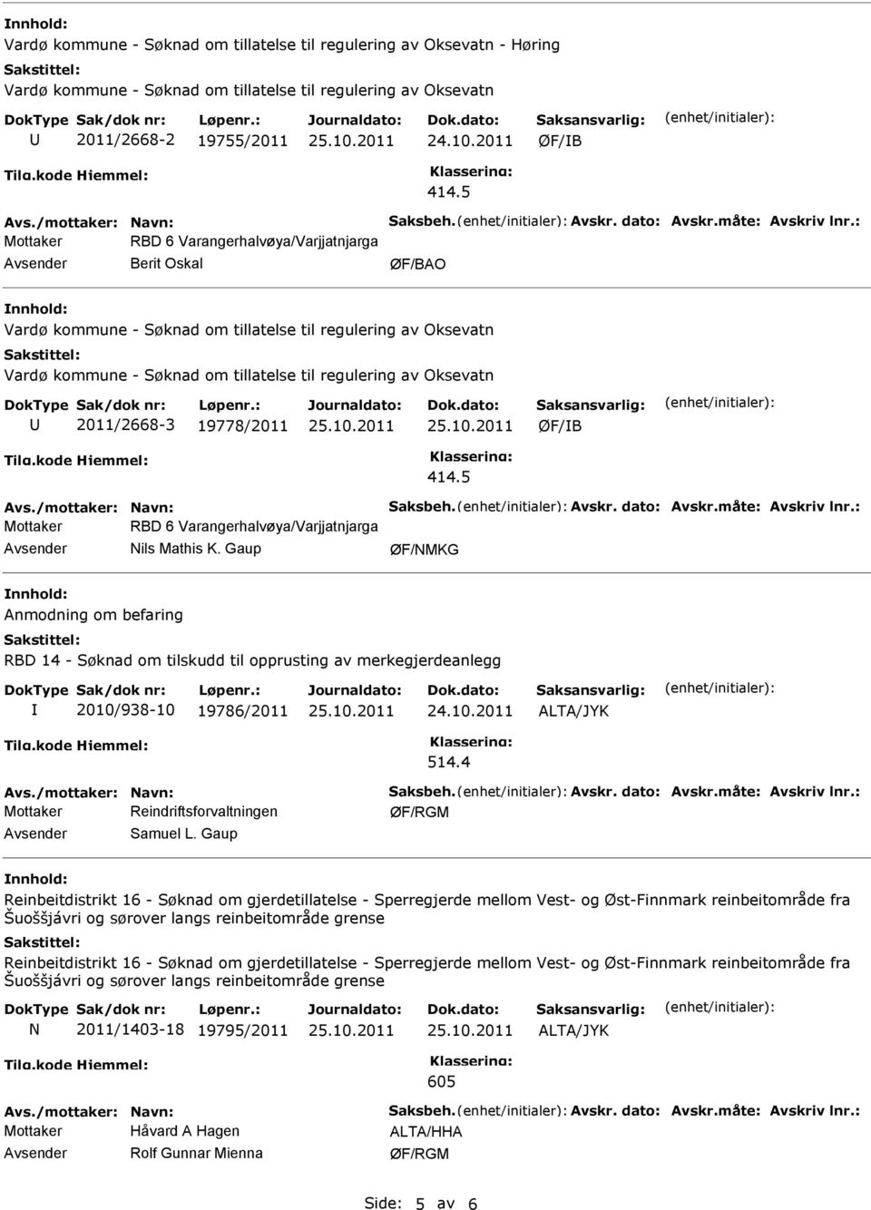 : RBD 6 Varangerhalvøya/Varjjatnjarga Vardø kommune - Søknad om tillatelse til regulering av Oksevatn Vardø kommune - Søknad om tillatelse til regulering av Oksevatn 2011/2668-3 19778/2011 414.5 Avs.