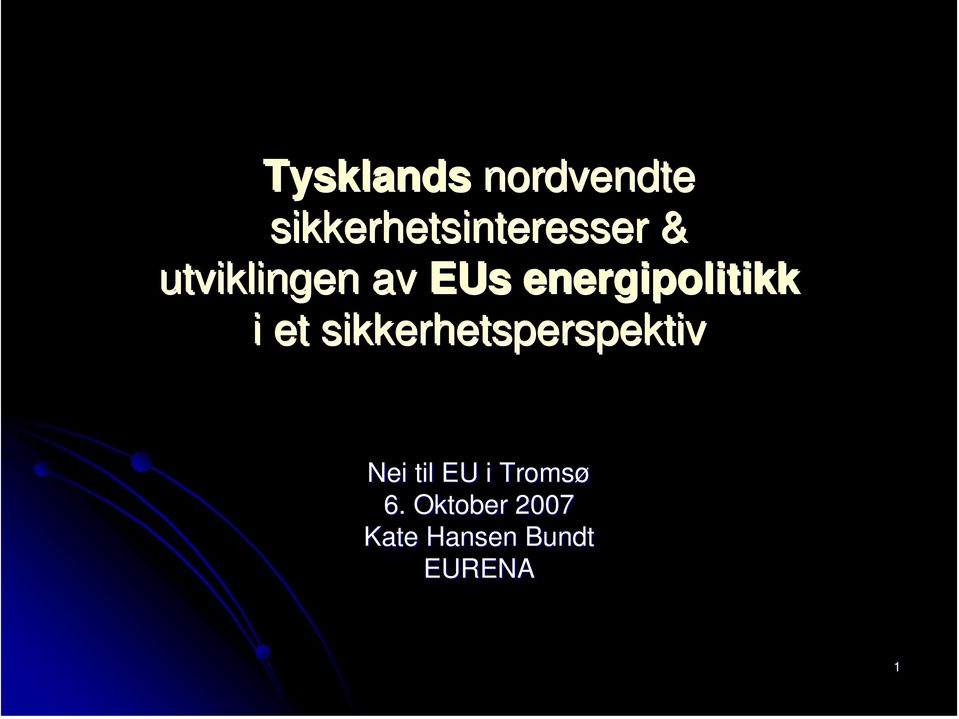 sikkerhetsperspektiv Nei til EU i Tromsø