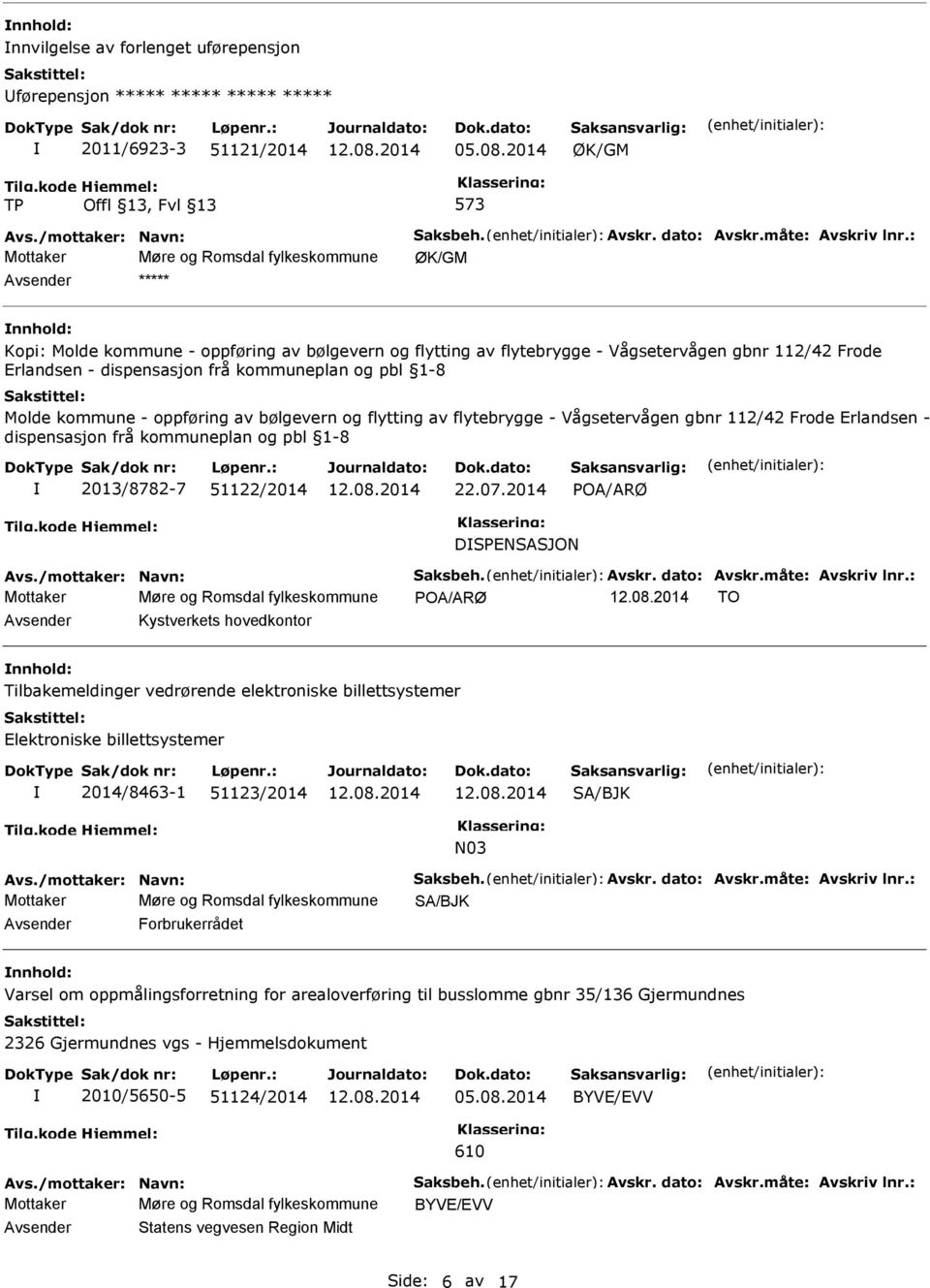 frå kommuneplan og pbl 1-8 Molde kommune - oppføring av bølgevern og flytting av flytebrygge - Vågsetervågen gbnr 112/42 Frode Erlandsen - dispensasjon frå kommuneplan og pbl 1-8 2013/8782-7