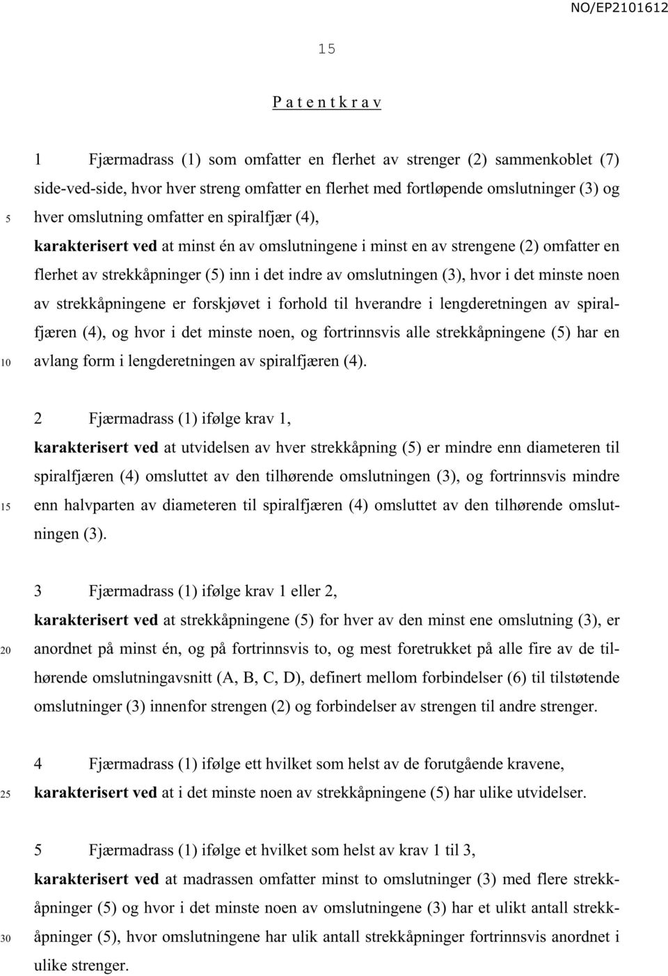 det minste noen av strekkåpningene er forskjøvet i forhold til hverandre i lengderetningen av spiralfjæren (4), og hvor i det minste noen, og fortrinnsvis alle strekkåpningene () har en avlang form i