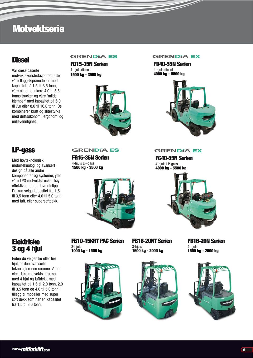 FD15-35N Serien 4-hjuls diesel 1500 kg - 3500 kg S FD40-55N Serien 4-hjuls diesel 4000 kg - 5500 kg LP-gass Med høyteknologisk motorteknologi og avansert design på alle andre komponenter og systemer,