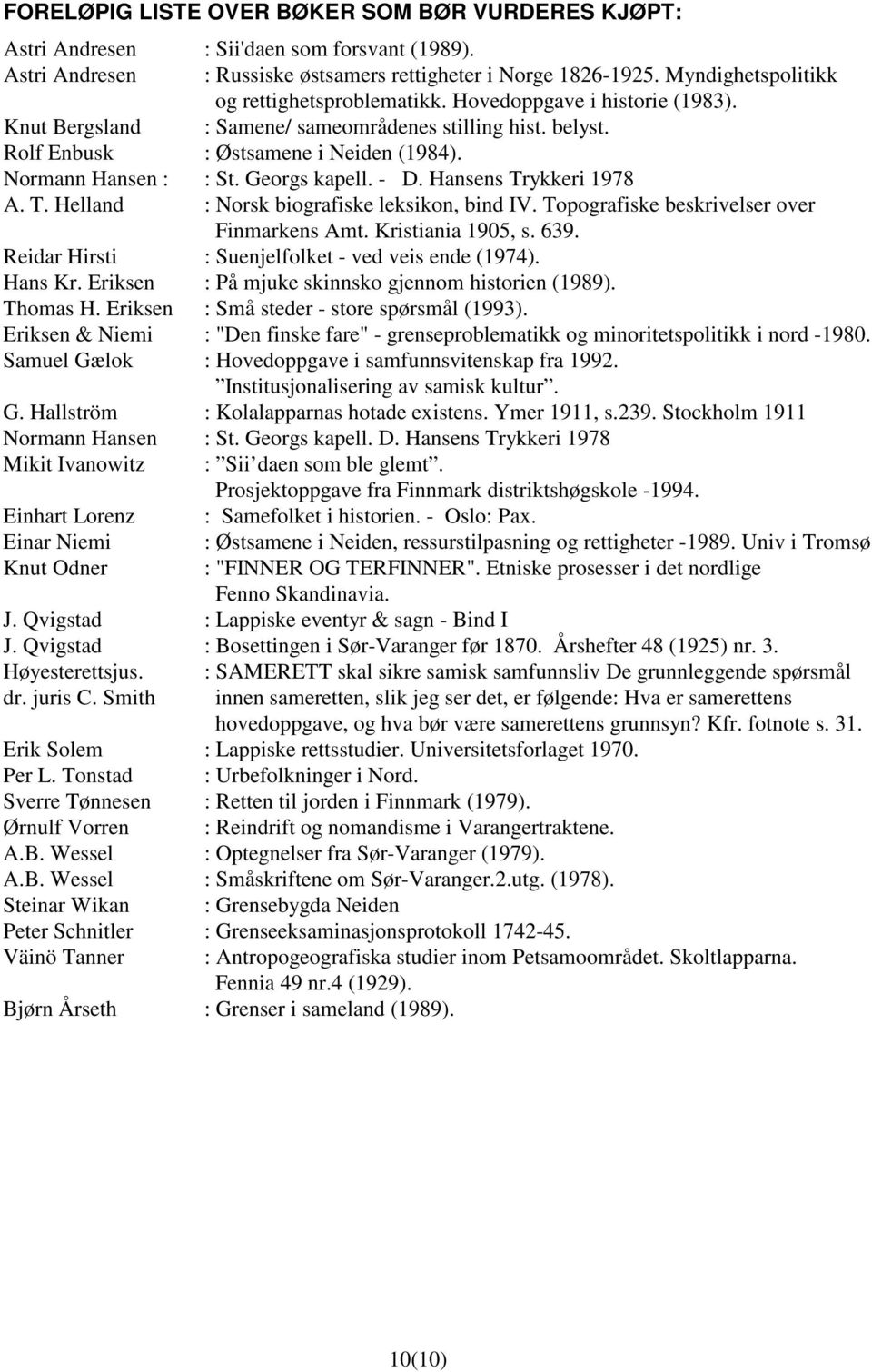 Normann Hansen : : St. Georgs kapell. - D. Hansens Trykkeri 1978 A. T. Helland : Norsk biografiske leksikon, bind IV. Topografiske beskrivelser over Finmarkens Amt. Kristiania 1905, s. 639.