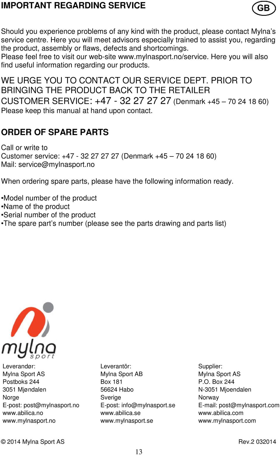 Here you will also find useful information regarding our products. WE URGE YOU TO CONTACT OUR SERVICE DEPT.