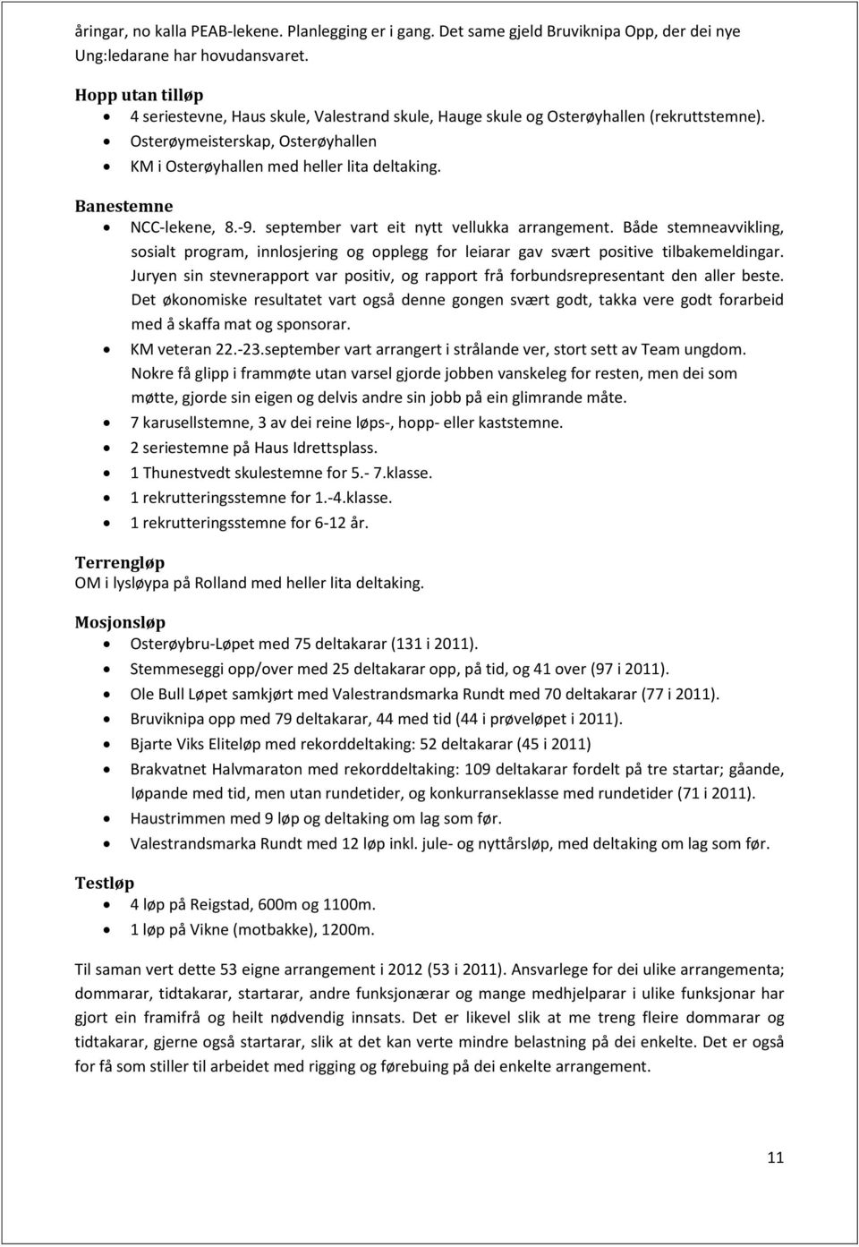 Banestemne NCC-lekene, 8.-9. september vart eit nytt vellukka arrangement. Både stemneavvikling, sosialt program, innlosjering og opplegg for leiarar gav svært positive tilbakemeldingar.