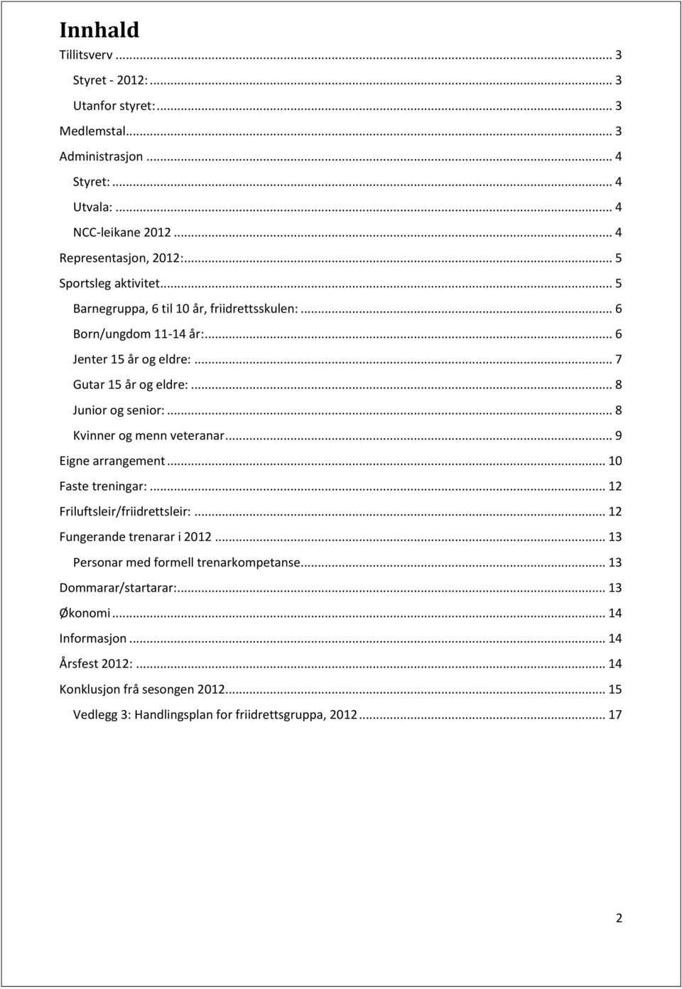 .. 8 Kvinner og menn veteranar... 9 Eigne arrangement... 10 Faste treningar:... 12 Friluftsleir/friidrettsleir:... 12 Fungerande trenarar i 2012.