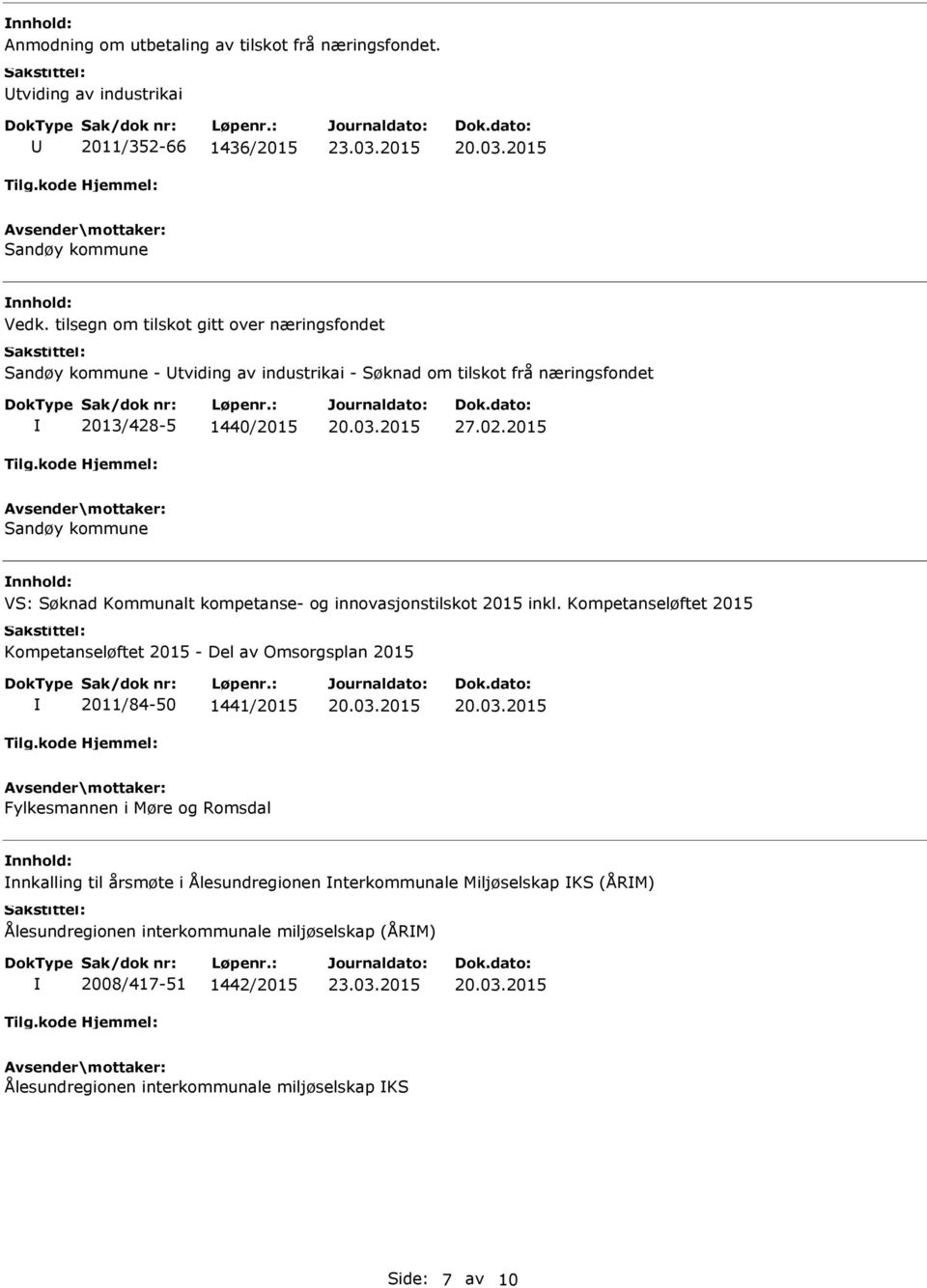 2015 Sandøy kommune VS: Søknad Kommunalt kompetanse- og innovasjonstilskot 2015 inkl.