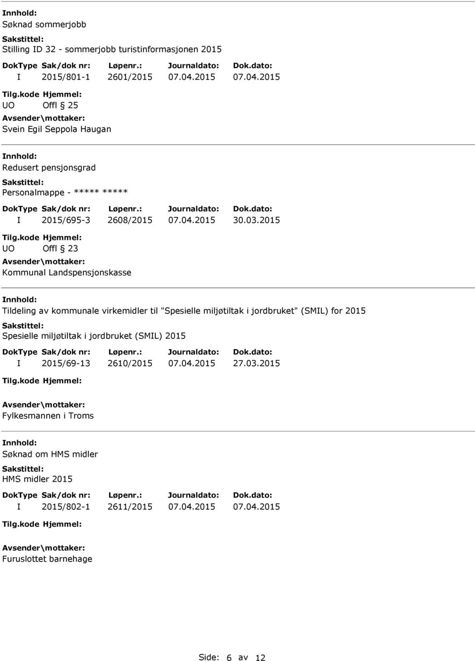 2015 O Offl 23 Kommunal Landspensjonskasse Tildeling av kommunale virkemidler til "Spesielle miljøtiltak i jordbruket" (SML) for