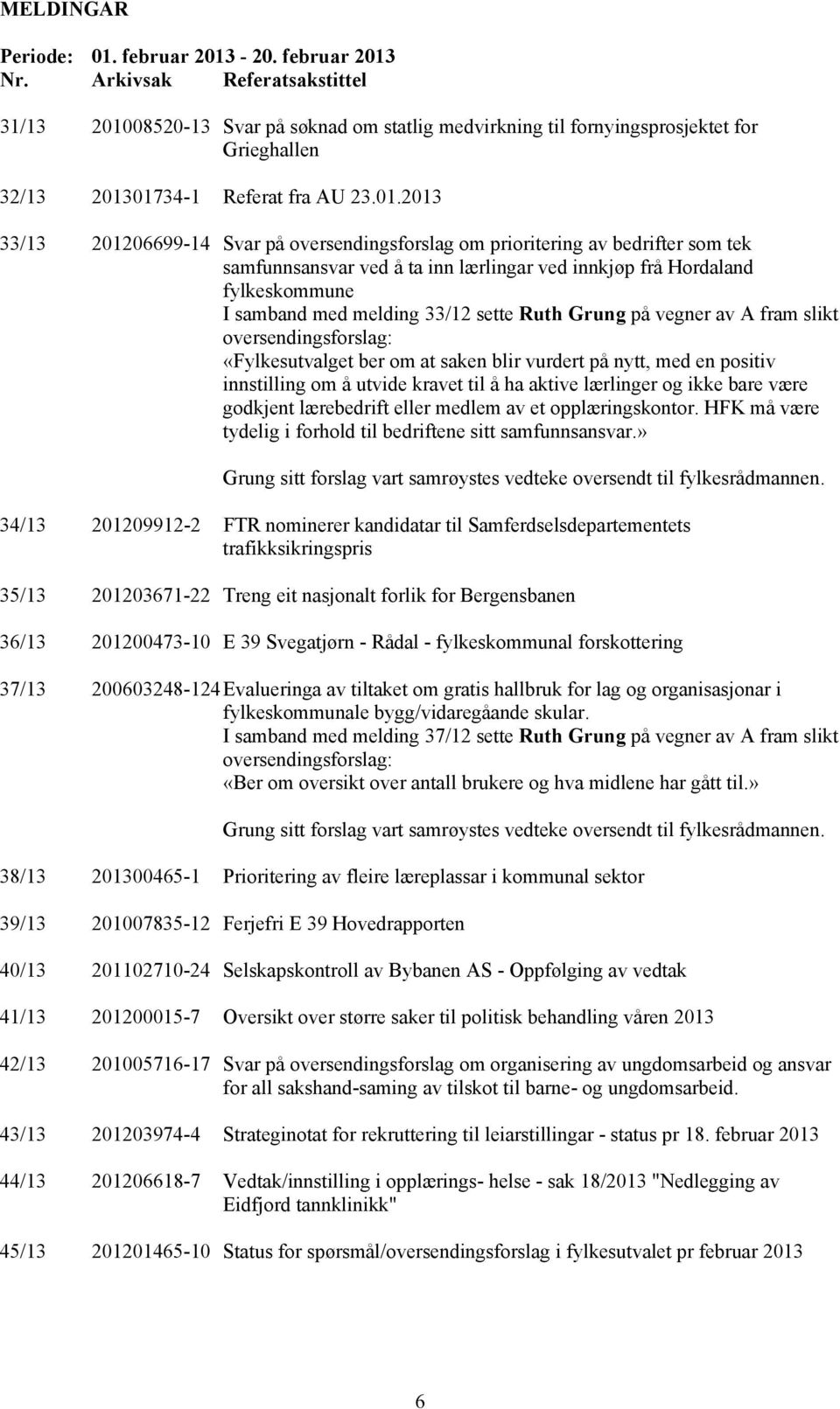 08520-13 Svar på søknad om statlig medvirkning til fornyingsprosjektet for Grieghallen 32/13 2013