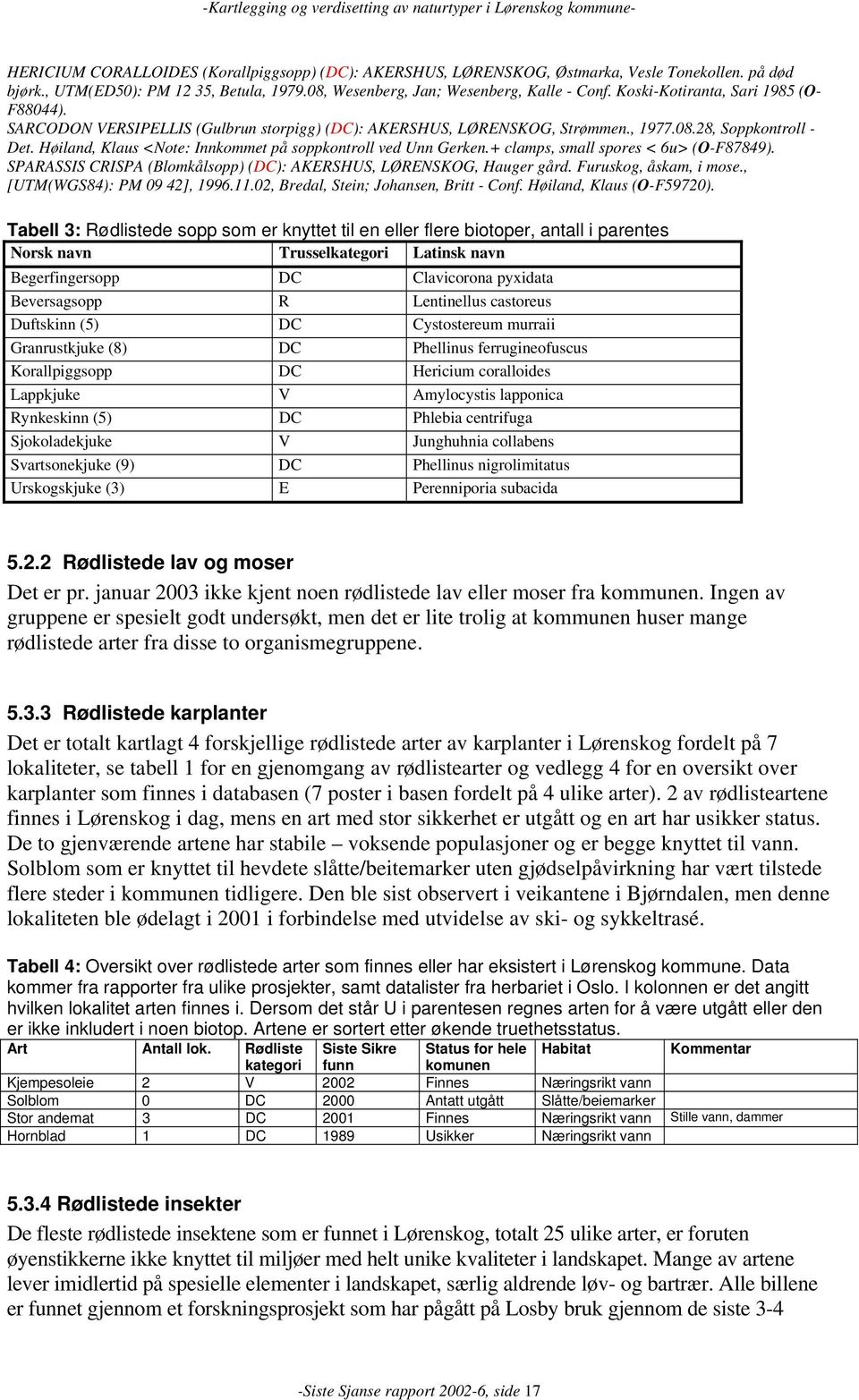 Høiland, Klaus <Note: Innkommet på soppkontroll ved Unn Gerken.+ clamps, small spores < 6u> (O-F87849). SPARASSIS CRISPA (Blomkålsopp) (DC): AKERSHUS, LØRENSKOG, Hauger gård. Furuskog, åskam, i mose.