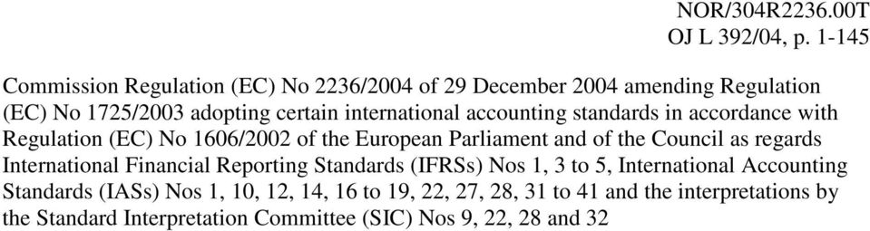 accounting standards in accordance with Regulation (EC) No 1606/2002 of the European Parliament and of the Council as regards