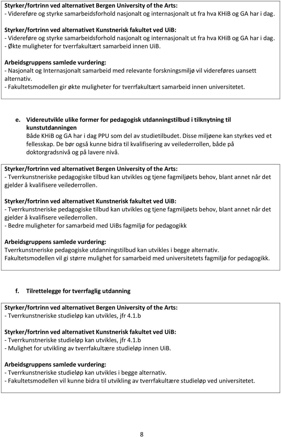 - Nasjonalt og Internasjonalt samarbeid med relevante forskningsmiljø vil videreføres uansett alternativ. - Fakultetsmodellen gir økte muligheter for tverrfakultært samarbeid innen universitetet. e.