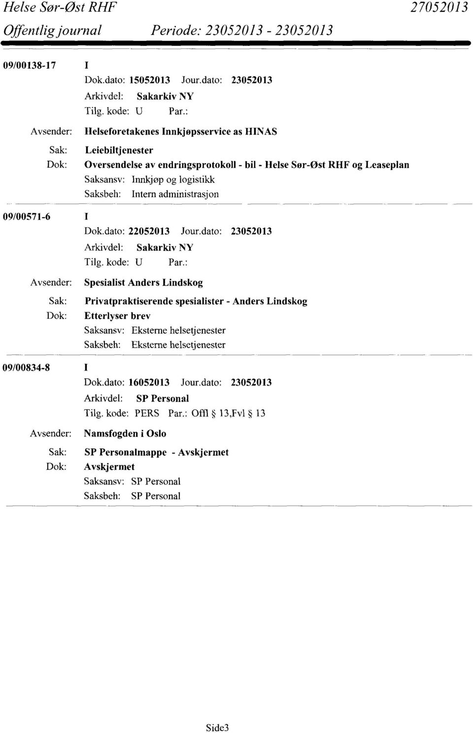 Leaseplan Saksansv: Innkjøp og logistikk Saksbeh: Intern administrasjon 09/00571-6 Spesialist Anders Lindskog Sak: Privatpraktiserende spesialister -