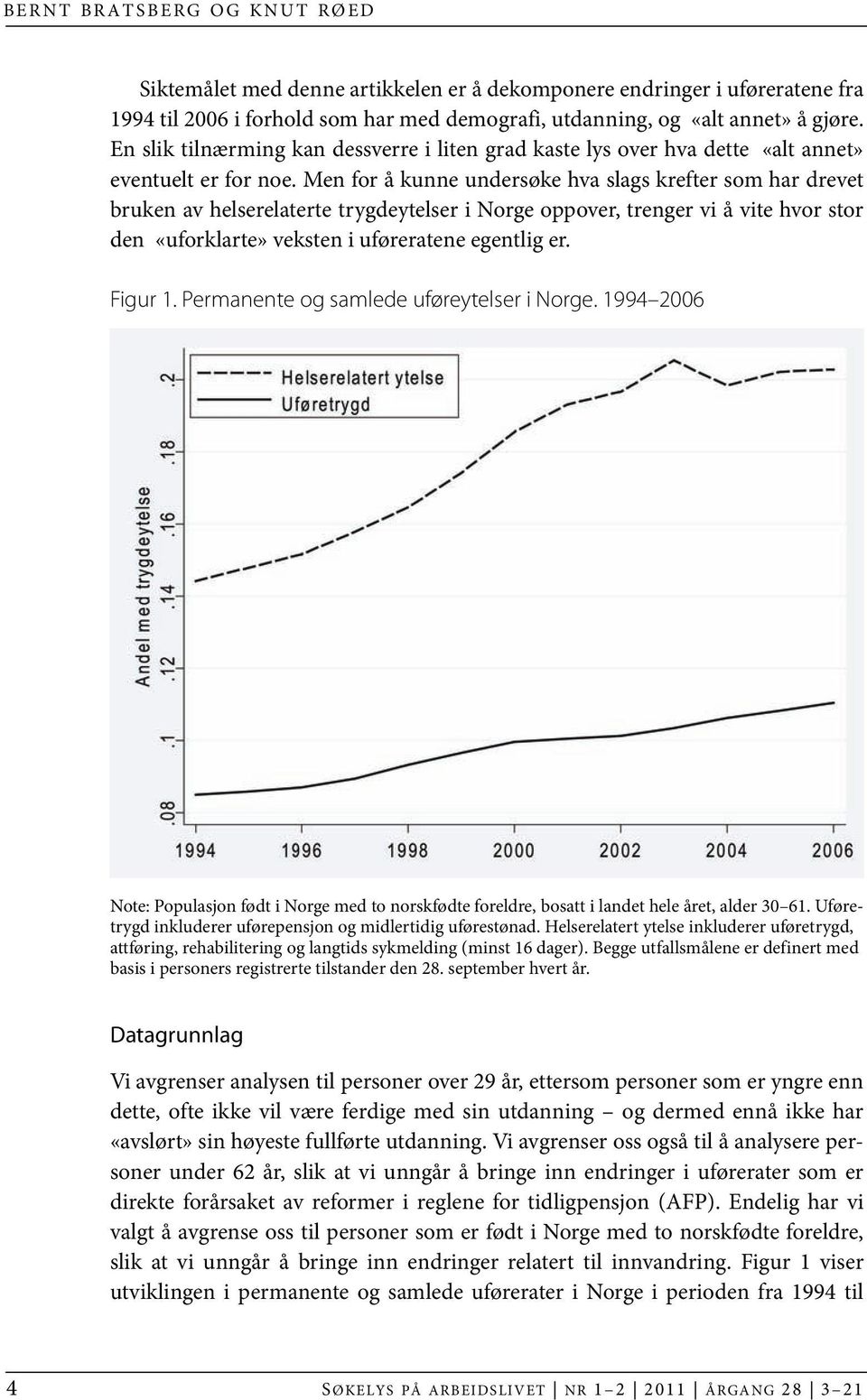 Men for å kunne undersøke hva slags krefter som har drevet bruken av helserelaterte trygdeytelser i Norge oppover, trenger vi å vite hvor stor den «uforklarte» veksten i uføreratene egentlig er.