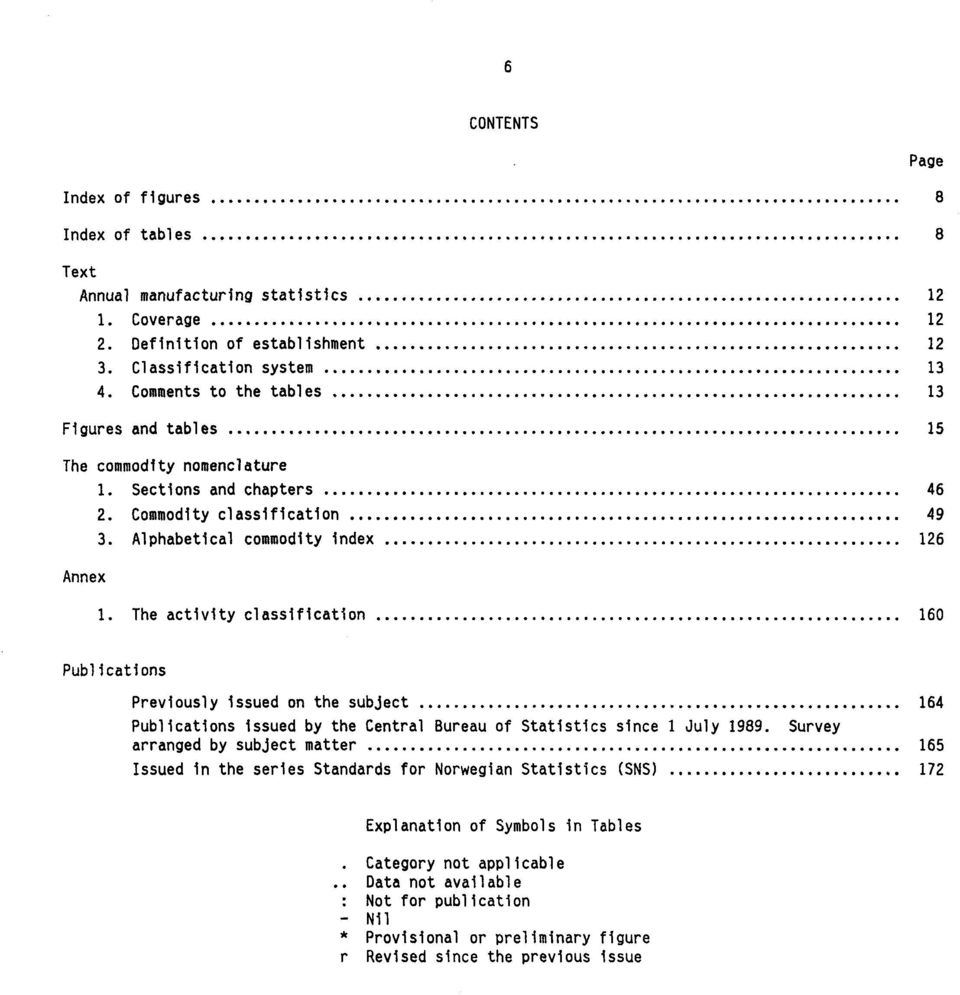 The activity classification 160 age ublications reviously issued on the subject 164 ublications issued by the Central Bureau of Statistics since 1 July 1989.