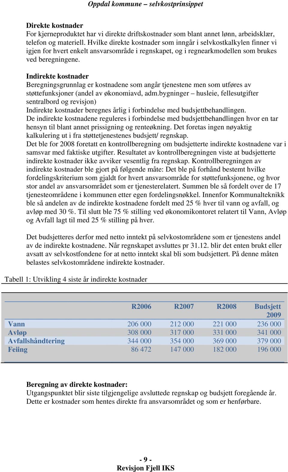 Indirekte kostnader Beregningsgrunnlag er kostnadene som angår tjenestene men som utføres av støttefunksjoner (andel av økonomiavd, adm.