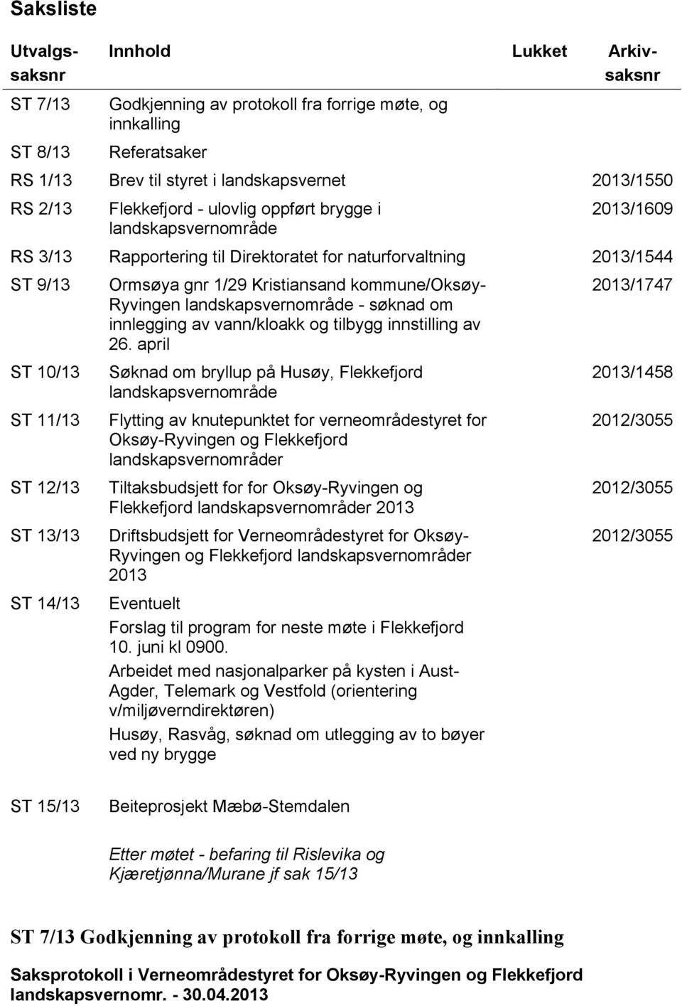 gnr 1/29 Kristiansand kommune/oksøy- Ryvingen landskapsvernområde - søknad om innlegging av vann/kloakk og tilbygg innstilling av 26.