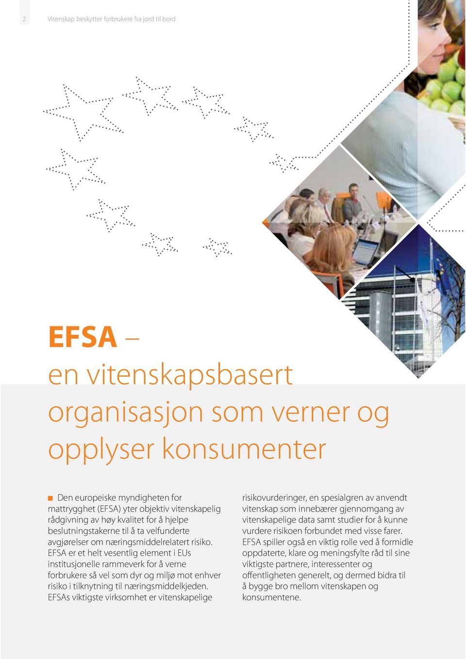 EFSA er et helt vesentlig element i EUs institusjonelle rammeverk for å verne forbrukere så vel som dyr og miljø mot enhver risiko i tilknytning til næringsmiddelkjeden.