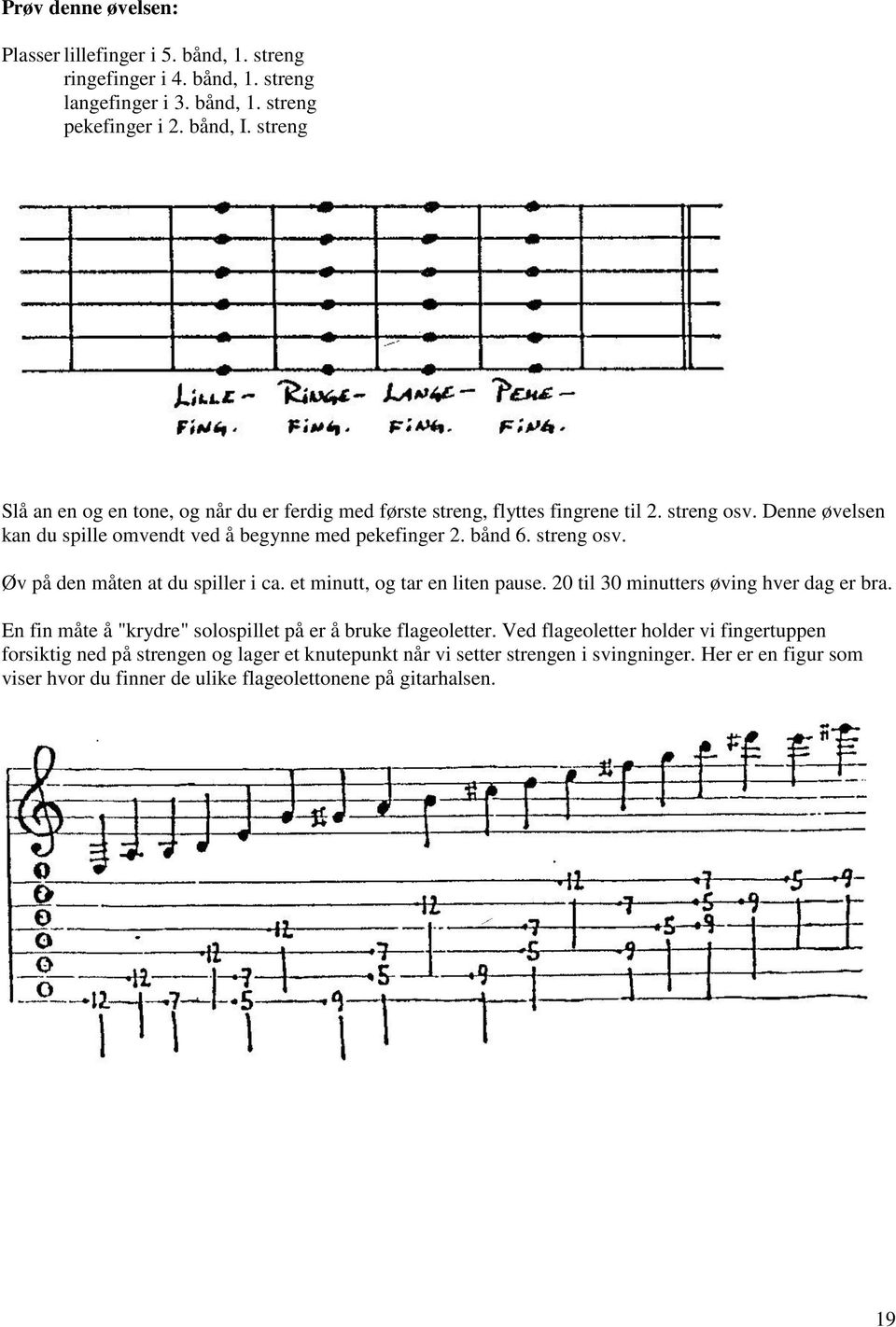 streng osv. Øv på den måten at du spiller i ca. et minutt, og tar en liten pause. 20 til 30 minutters øving hver dag er bra.
