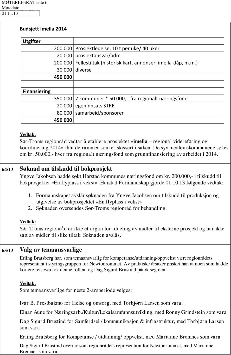 lla 2014 Utgifter 200 000 Prosjektledelse, 10 t per uke/ 40 uker 20 000 prosjektansvar/adm 