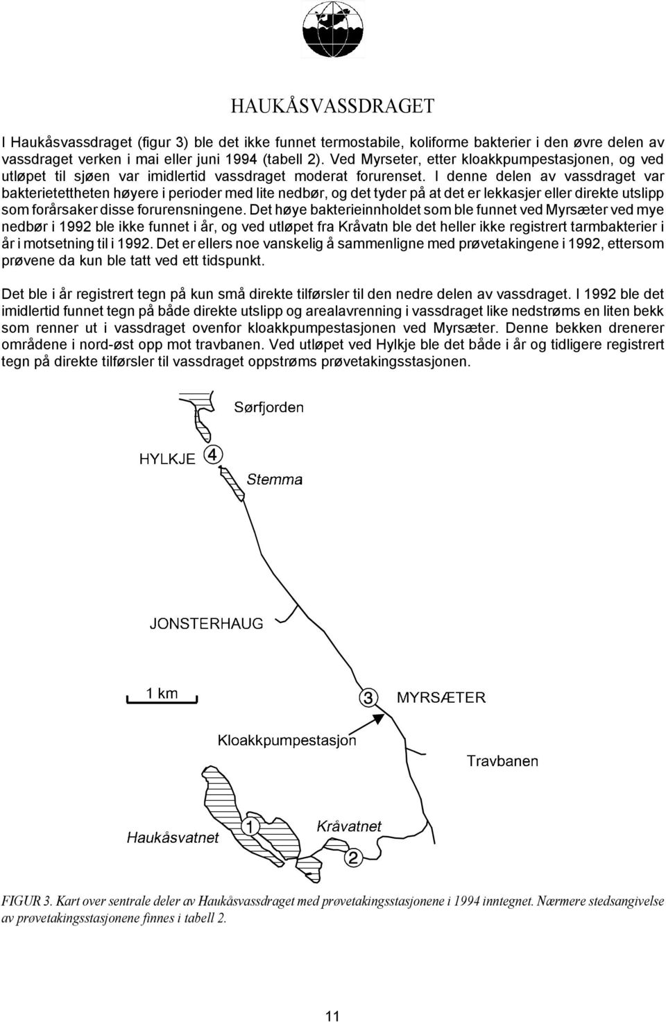 I denne delen av vassdraget var bakterietettheten høyere i perioder med lite nedbør, og det tyder på at det er lekkasjer eller direkte utslipp som forårsaker disse forurensningene.