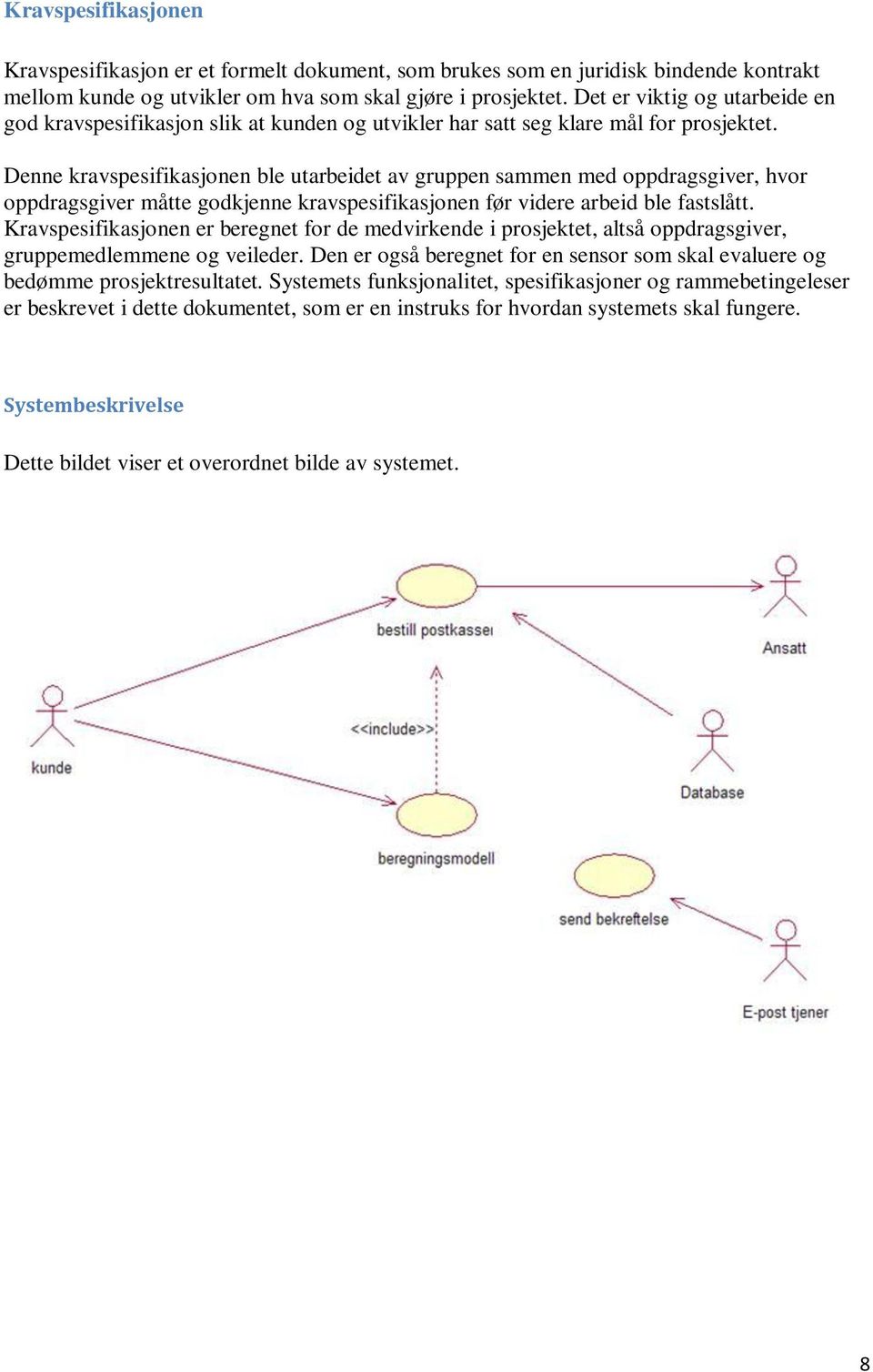 Denne kravspesifikasjonen ble utarbeidet av gruppen sammen med oppdragsgiver, hvor oppdragsgiver måtte godkjenne kravspesifikasjonen før videre arbeid ble fastslått.