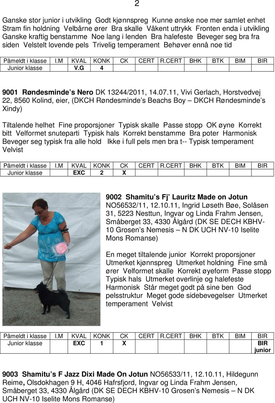 11, Vivi Gerlach, Horstvedvej 22, 8560 Kolind, eier, (DKCH Røndesminde s Beachs Boy DKCH Røndesminde s Xindy) Tiltalende helhet Fine proporsjoner Typisk skalle Passe stopp OK øyne Korrekt bitt