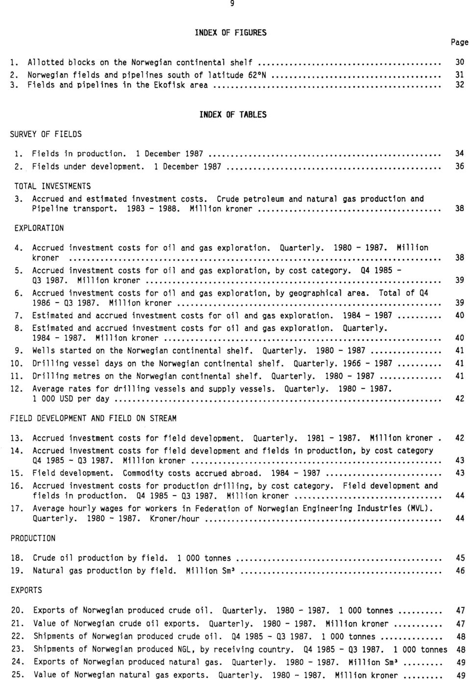 Accrued and estimated investment costs. Crude petroleum and natural gas production and Pipeline transport. 1983-1988. Million kroner 38 EXPLORATION 4.