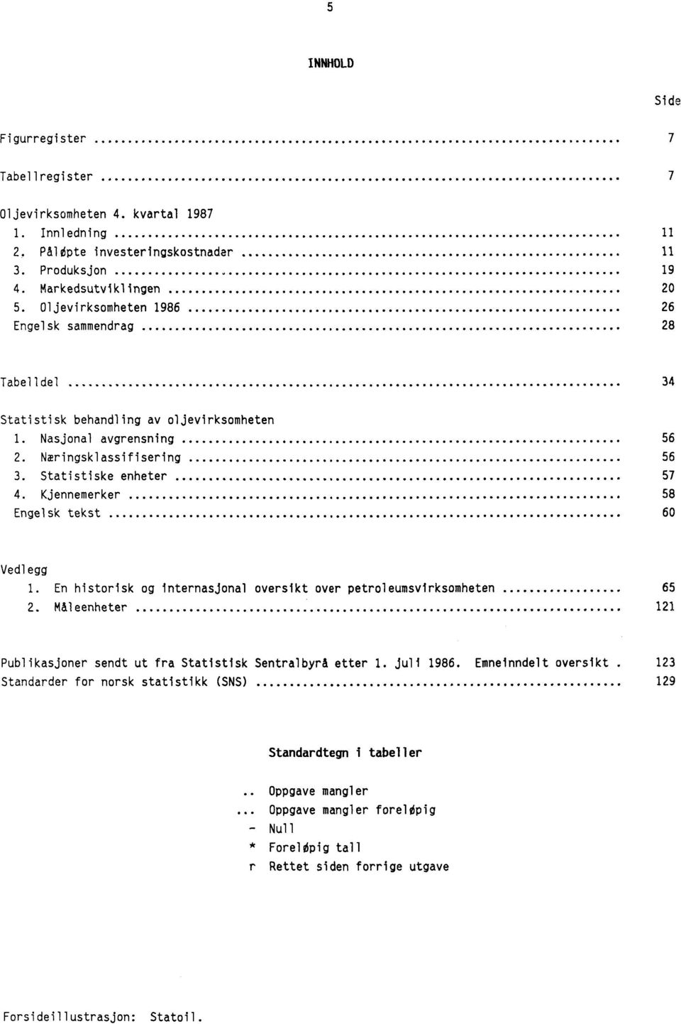 Kjennemerker 58 Engelsk tekst 60 Vedlegg 1. En historisk og internasjonal oversikt over petroleumsvirksomheten 65 2. Måleenheter 121 Publikasjoner sendt ut fra Statistisk Sentralbyrå etter 1.