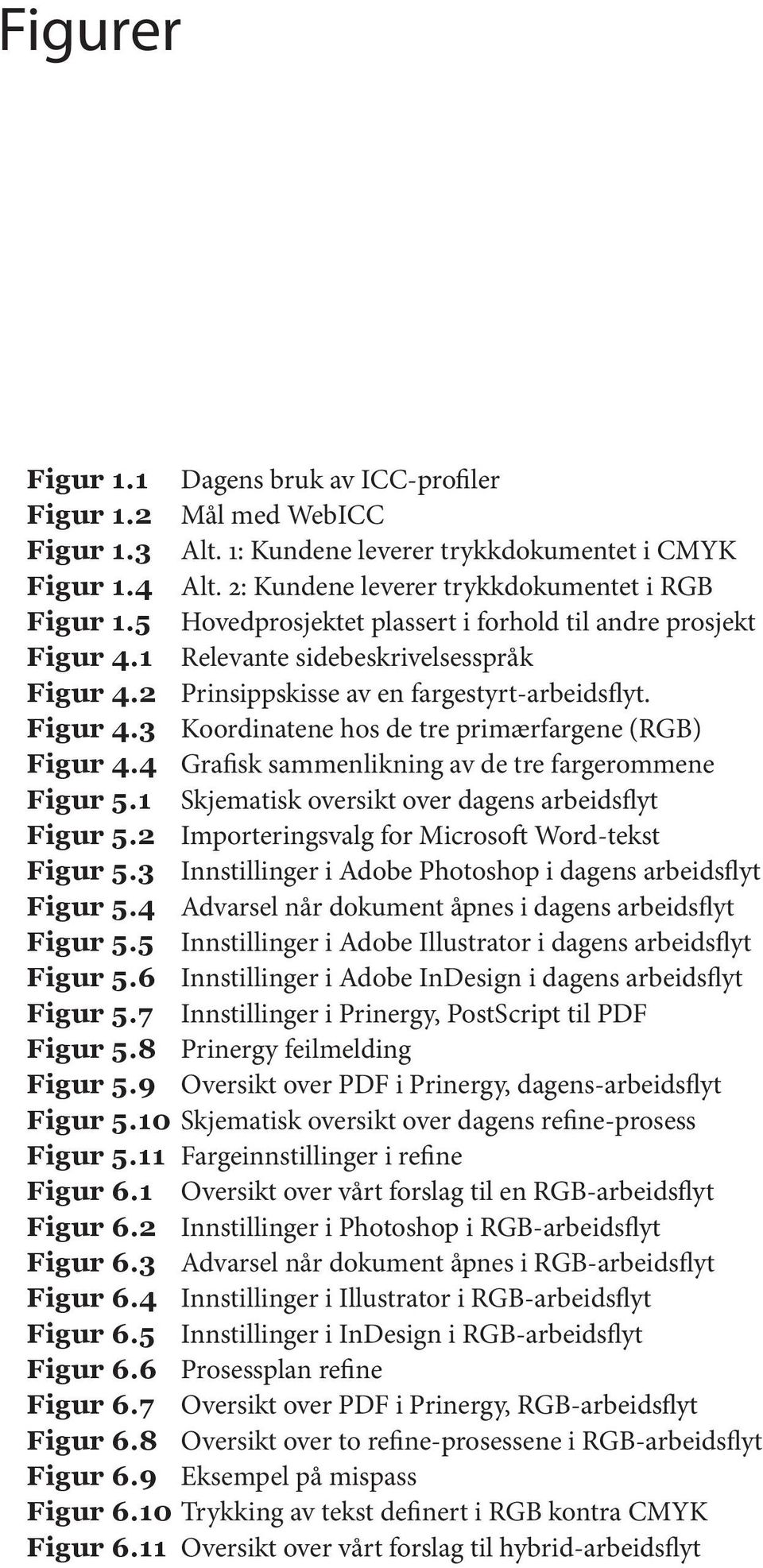 4 Grafisk sammenlikning av de tre fargerommene Figur 5.1 Skjematisk oversikt over dagens arbeidsflyt Figur 5.2 Importeringsvalg for Microsoft Word-tekst Figur 5.