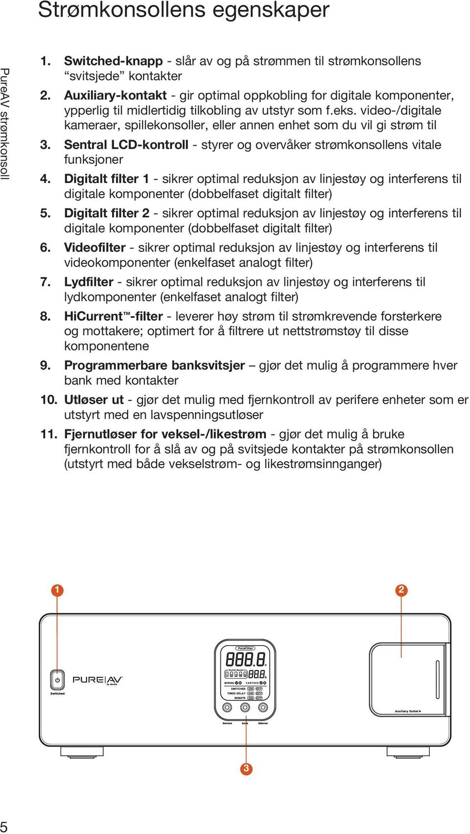 video-/digitale kameraer, spillekonsoller, eller annen enhet som du vil gi strøm til 3. Sentral LCD-kontroll - styrer og overvåker strømkonsollens vitale funksjoner 4.