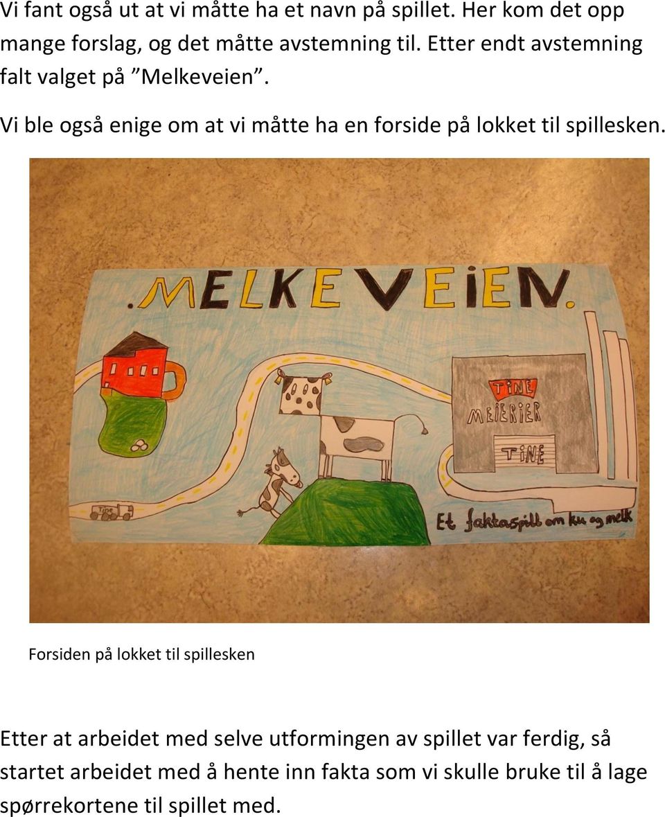 Vi ble også enige om at vi måtte ha en forside på lokket til spillesken.