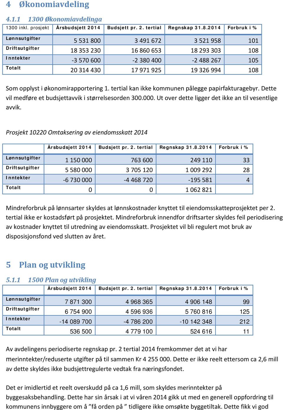 994 108 Som opplyst i økonomirapportering 1. tertial kan ikke kommunen pålegge papirfakturagebyr. Dette vil medføre et budsjettavvik i størrelsesorden 300.000.