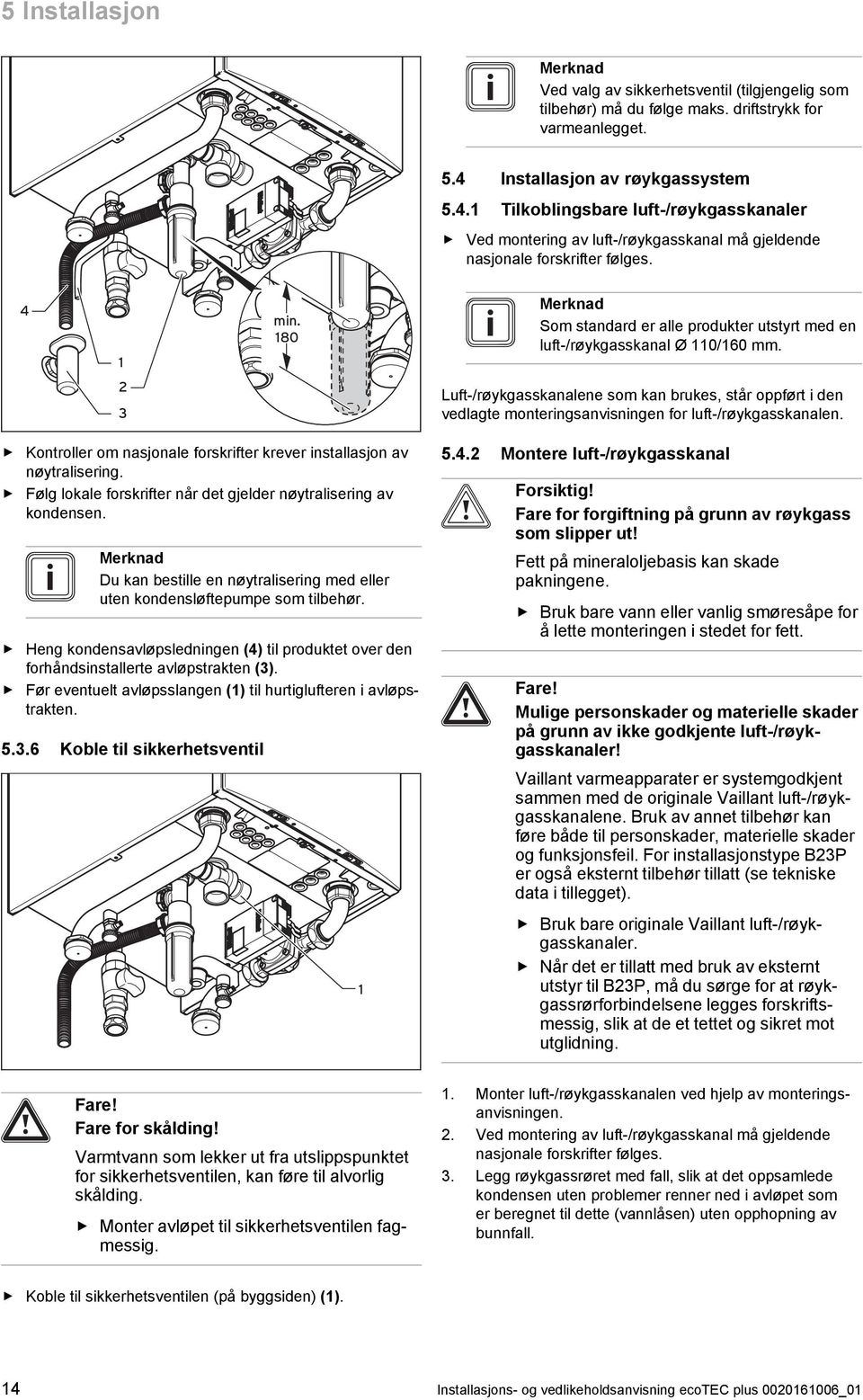 80 Merknad Som standard er alle produkter utstyrt med en luft -/røykgasskanal Ø 0/60 mm.