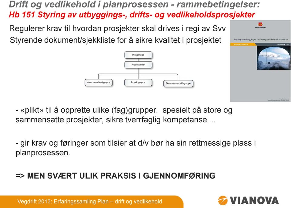 prosjektet - «plikt» til å opprette ulike (fag)grupper, spesielt på store og sammensatte prosjekter, sikre tverrfaglig