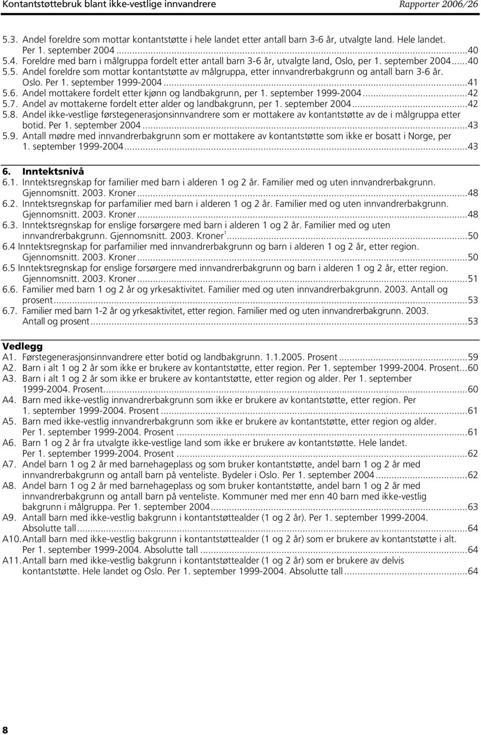 Oslo. Per 1. september 1999-2004...41 5.6. Andel mottakere fordelt etter kjønn og landbakgrunn, per 1. september 1999-2004...42 5.7. Andel av mottakerne fordelt etter alder og landbakgrunn, per 1.