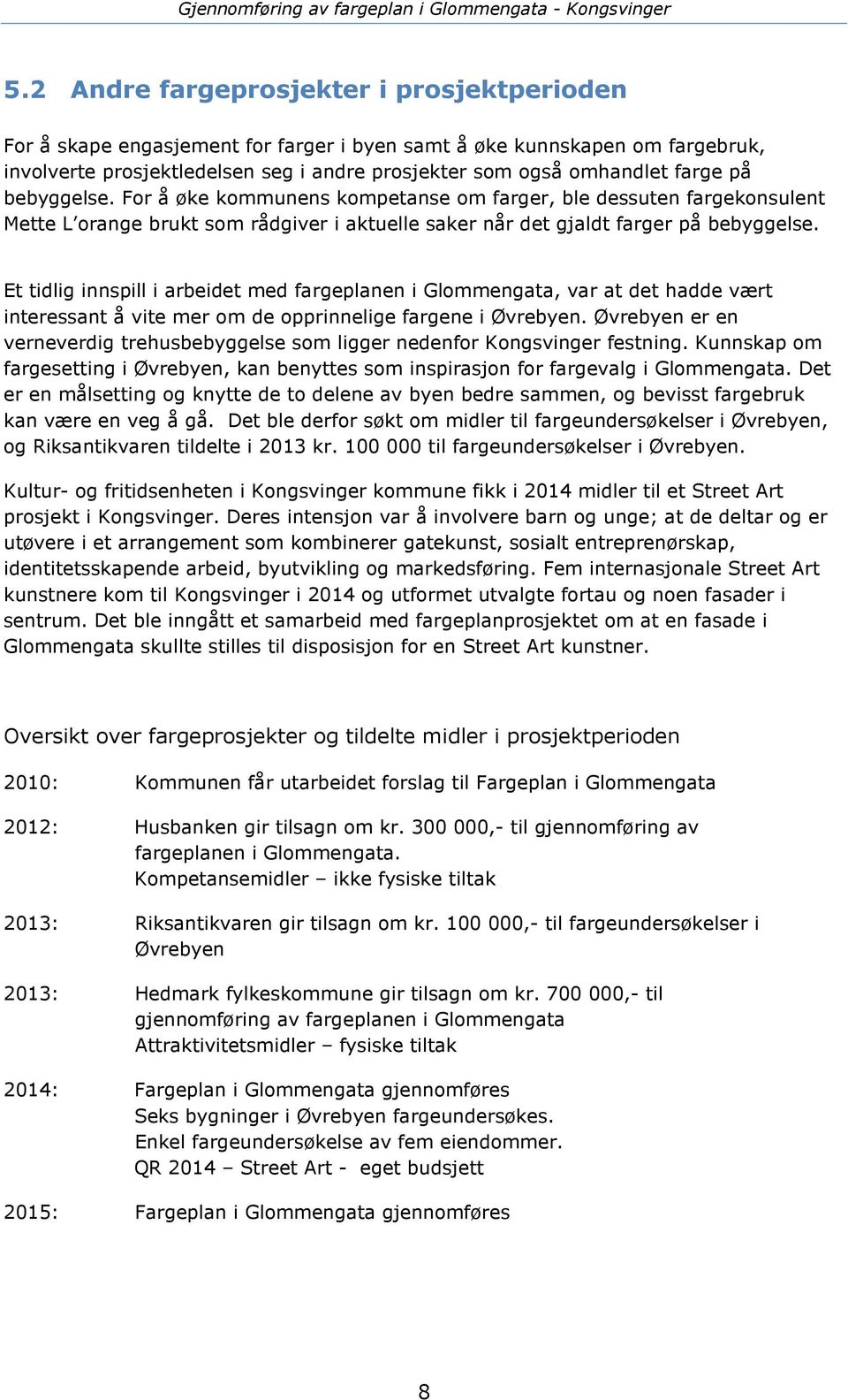 Et tidlig innspill i arbeidet med fargeplanen i Glommengata, var at det hadde vært interessant å vite mer om de opprinnelige fargene i Øvrebyen.