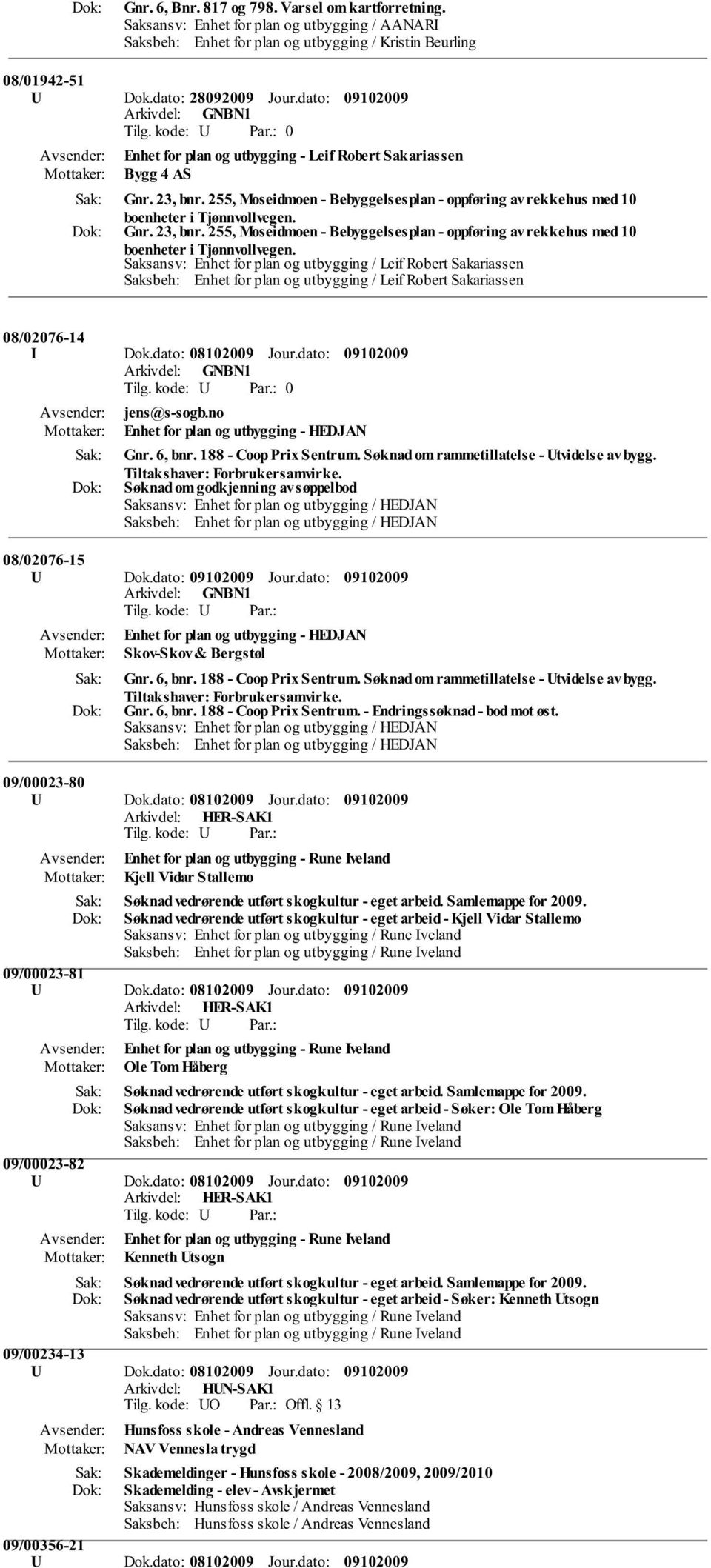 dato: 08102009 Jour.dato: 0 jens@s-sogb.no Enhet for plan og utbygging - HEDJAN Gnr. 6, bnr. 188 - Coop Prix Sentrum. Søknad om rammetillatelse - Utvidelse av bygg. Tiltakshaver: Forbrukersamvirke.