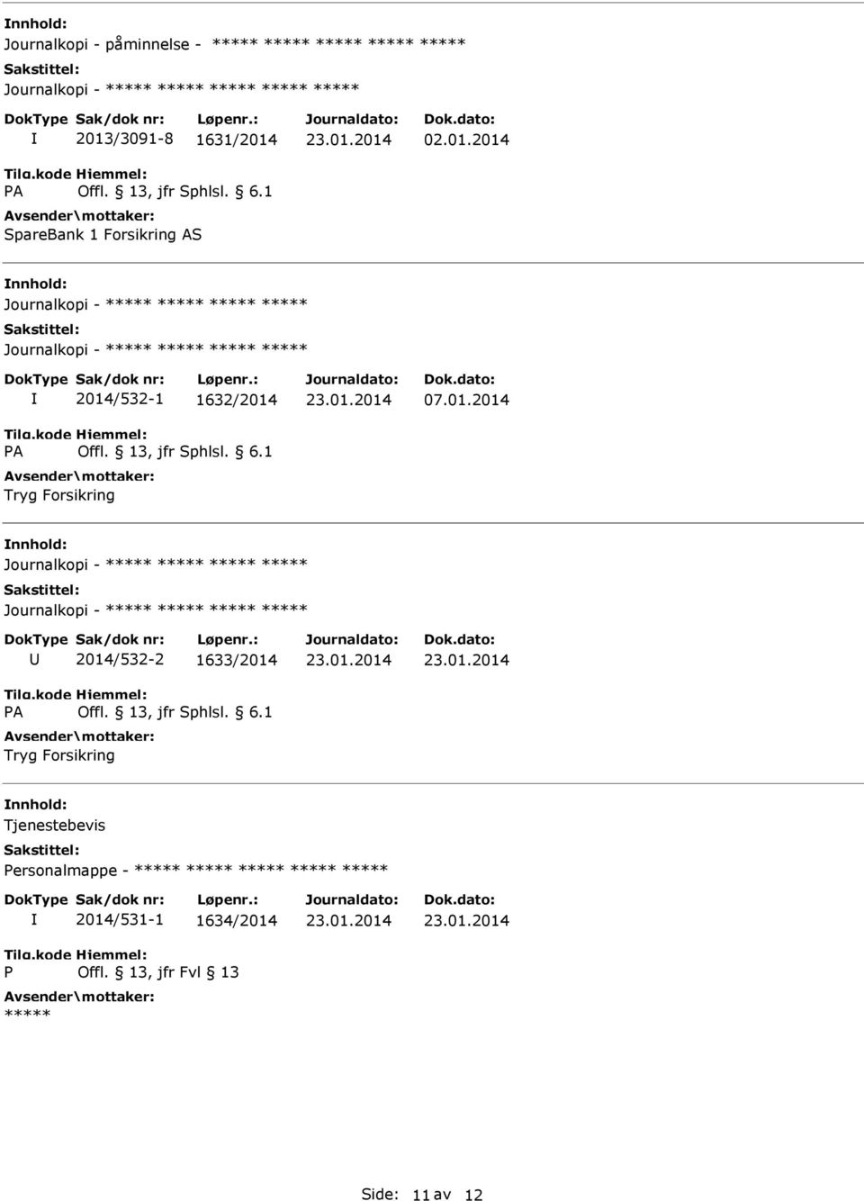 2014 nnhold: Journalkopi - Journalkopi - 2014/532-1 1632/2014 Tryg Forsikring