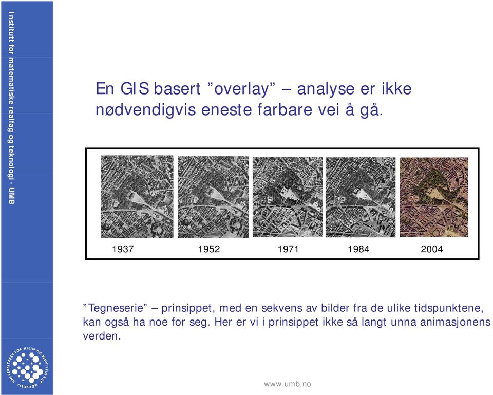 1937 1952 1971 1984 2004 Tegneserie prinsippet, med en sekvens av bilder fra de